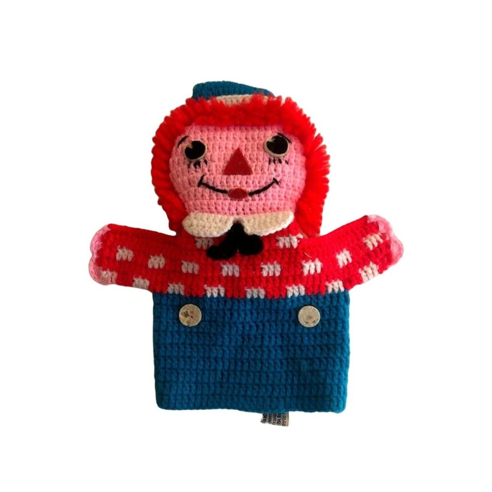 Vintage 1975 Raggedy Ann & Andy Knit Puppet Bobbs-Merrill 8.5" Tall Yarn